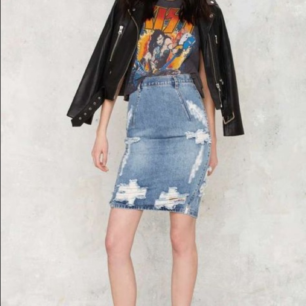 One Teaspoon Ford FreeLove Denim Skirt Sz26